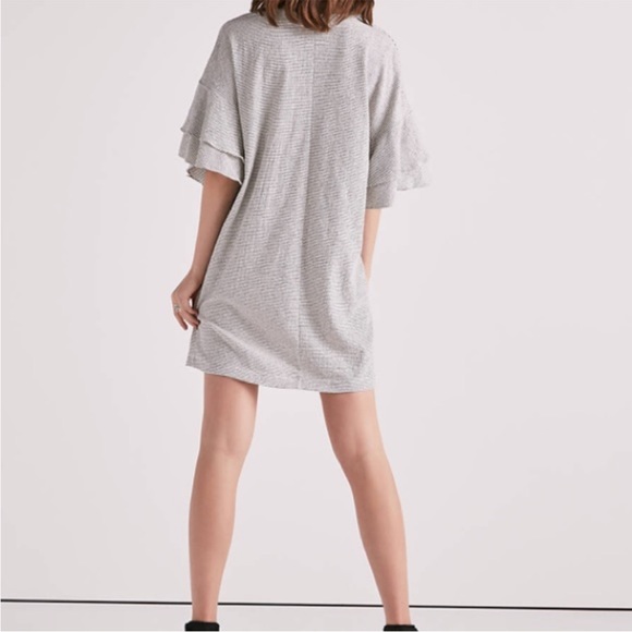 LUCKY BRAND Dress Women’s Medium Stripe Ruffle Bell Sleeve Knit Mini Shirt Dress - Picture 3 of 11